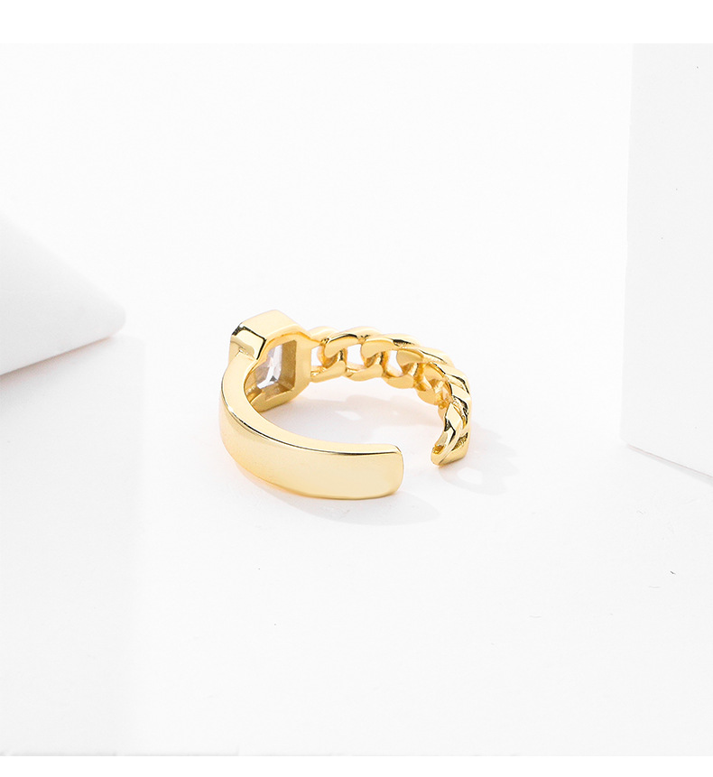 Fashion Simple Style Geometric Sterling Silver Plating Metal Zircon Rings