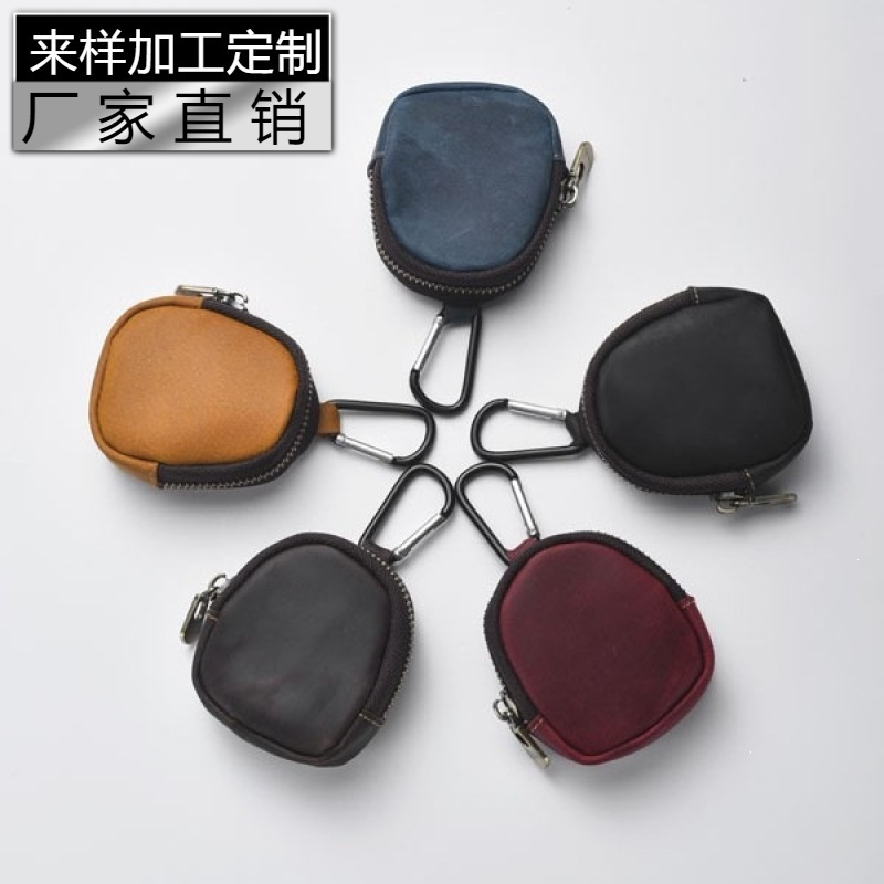 Small Wallet Original Retro Style Coin Purse for Young and Middle-Aged People, Zipper Pu Soft Leather Earphone Case, Key Holder, Men's Accessory