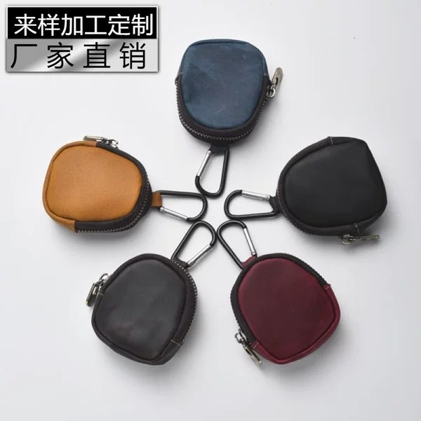 Small Wallet Original Retro Style Coin Purse for Young and Middle-Aged People, Zipper Pu Soft Leather Earphone Case, Key Holder, Men's Accessory