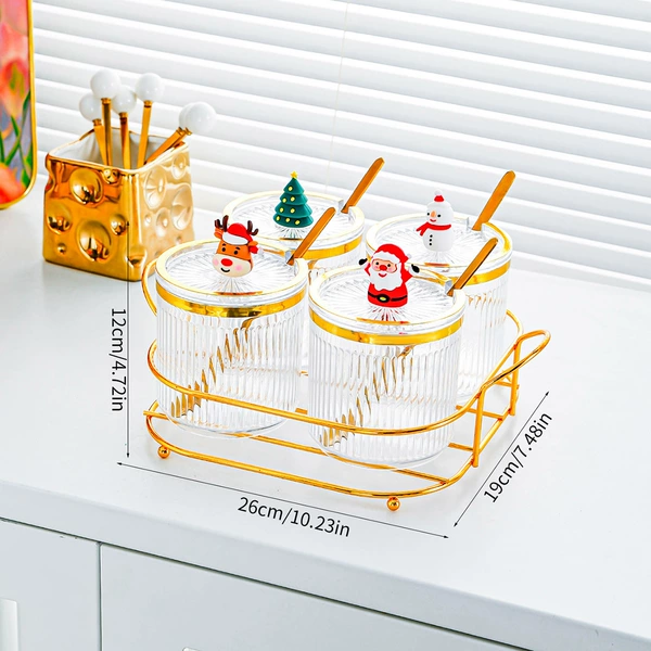 Carbon steel transparent seasoning 4 cans Christmas handle