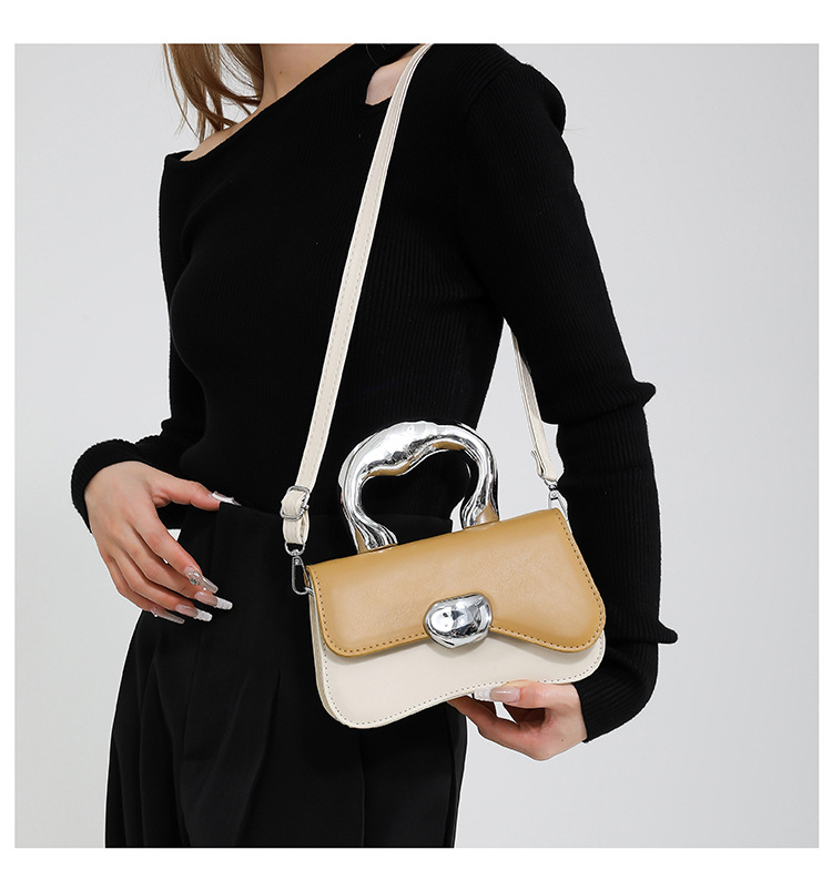 Taschen Candy Splicing Color 2024 Nei Hard Shell Einfach a Casual Western Style Metall Handheld Single Cross Shoulder Small_voghion.com