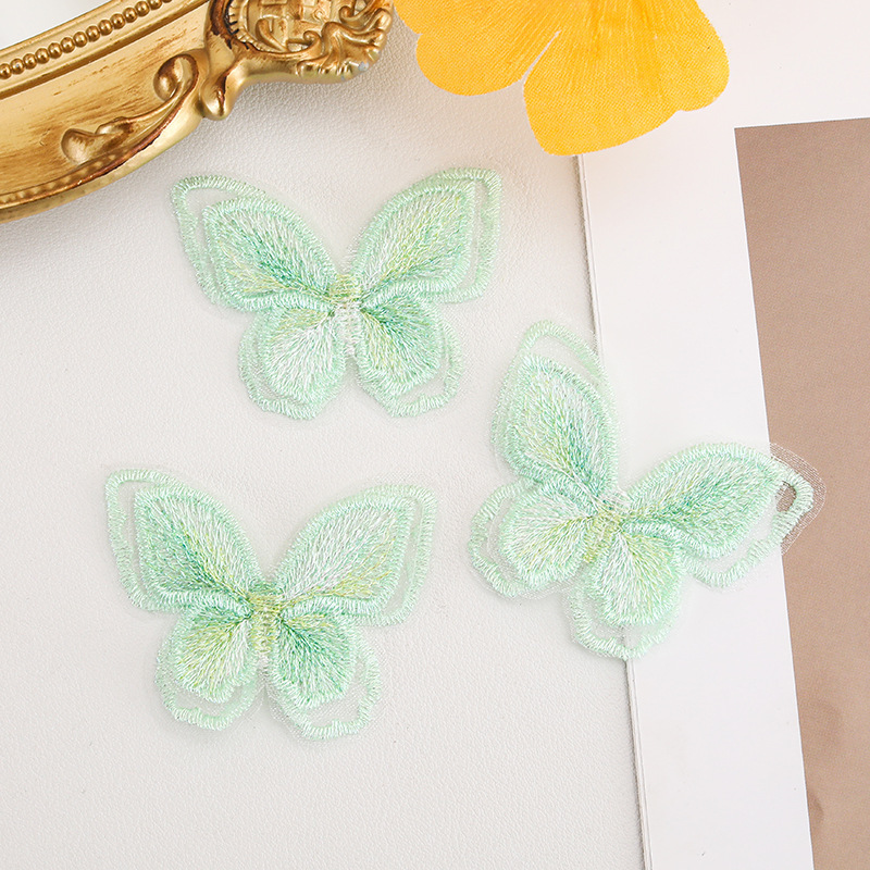 オーガンザ二層レース蝶 diy 手作り素材刺繍花ドレススカートパッチステッカー装飾|undefined