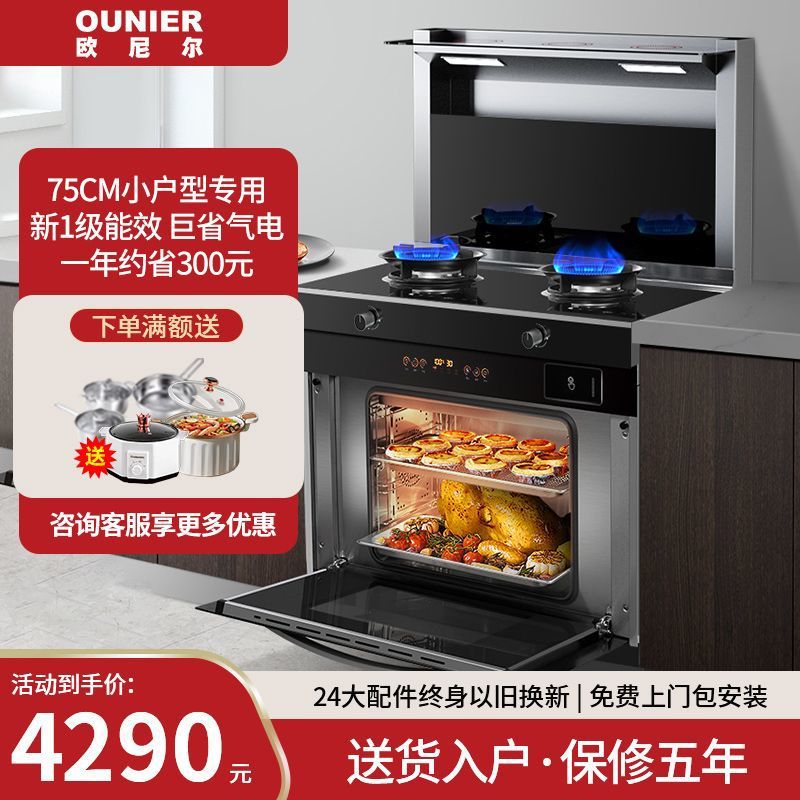 O'Neill Integrated Stove 750mm Apartment Small Apartment Steam Oven All-in-One Household Kitchen Range Hood Gas Stove