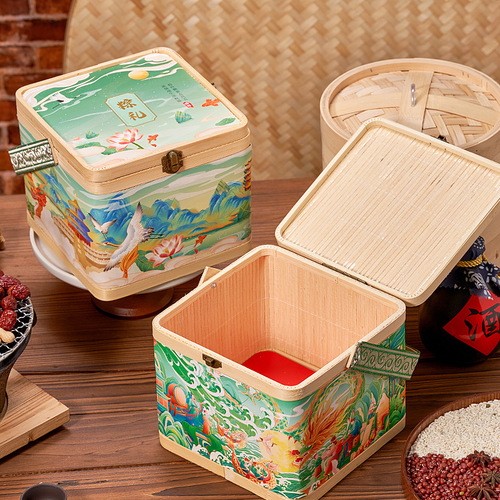 2024 Dragon Boat Festival Bamboo Basket Zongzi Gift Box Exquisite Hand-painted Chinese Style Bamboo Woven Empty Gift Box