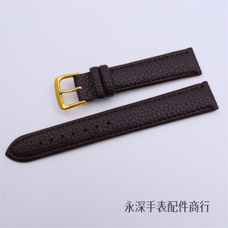 Accesorios de reloj correa de cuero litchi correa de cuero universal para hombres y mujeres 12mm - 22mm correa de hebilla negra marrón