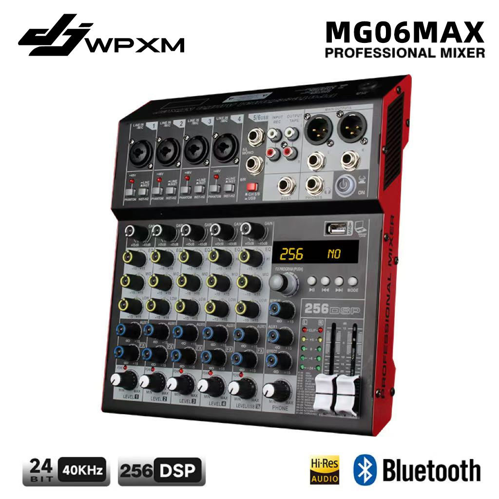 Consola Mezcladora de Audio de 4/6 Canales con Efecto DSP y 48V para Conferencias y Escenarios image 6