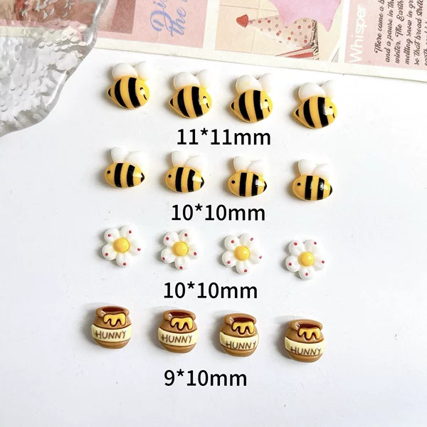Cute Cartoon Honey Flower Resin Nail Art Accessories DIY Nail Studs Phone Case Honey Jar Material Accessories