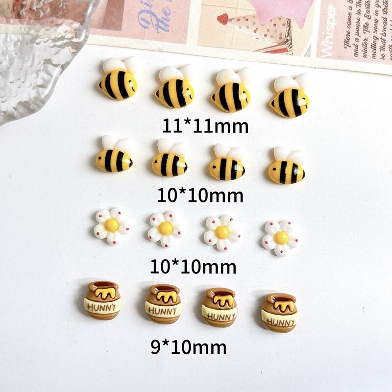 Cute Cartoon Honey Flower Resin Nail Art Accessories DIY Nail Studs Phone Case Honey Jar Material Accessories