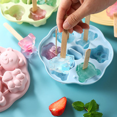 Hobby Bear Ice Block Popsicle Mold Household Silicone Ice Tray Ice Ball Coffee Spherical Freezer Ice Cube Tray with Lid