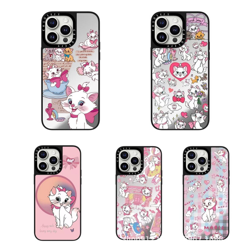 Zhao Lusi's Same Style Pink Marie Cat Mirror Case 17Pro Suitable for iPhone 15 Pro Max Apple 13 Cute