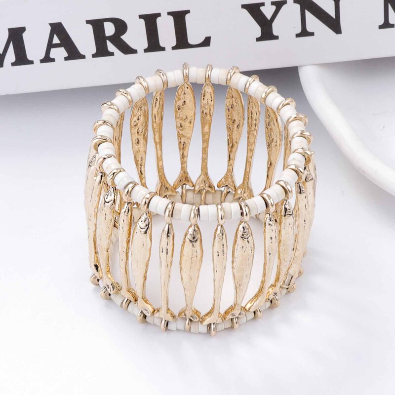 ZA Cross-border Personalized Light Luxury Design Sense Marine Leisure Style Alloy Long Fish Hollow Loosen Casual Bracelet