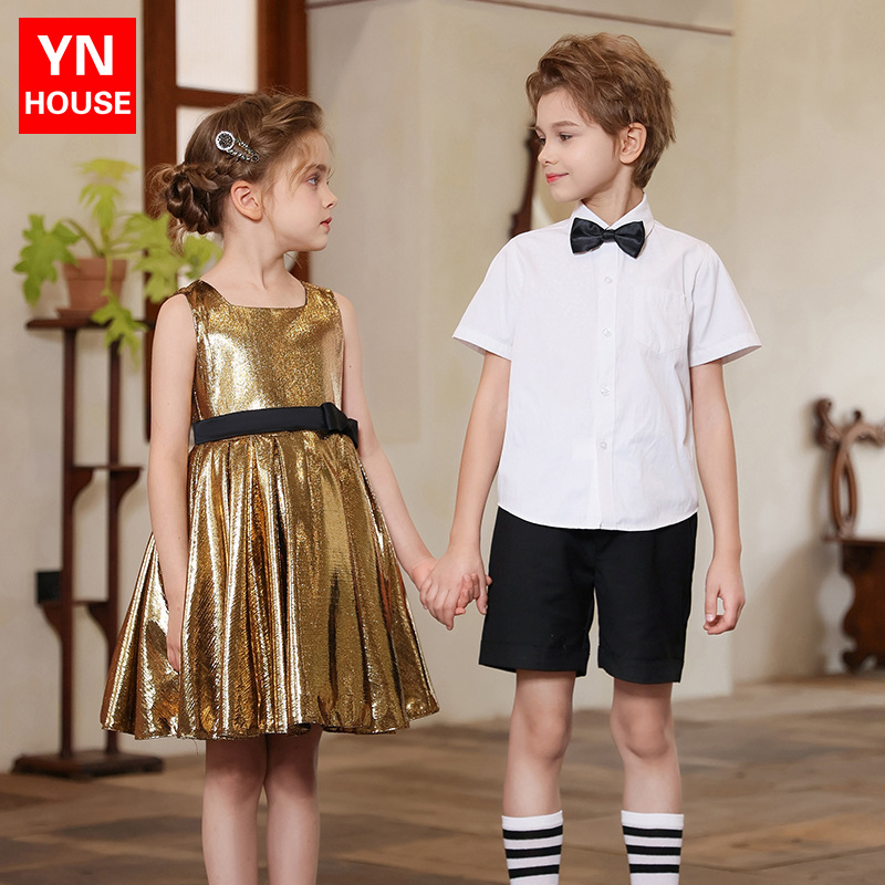 Uniforme de actuación del coro infantil del Día del Niño Uniforme de actuación para niños y niñas Jardín de infancia Escuela primaria y secundaria Vestido de recitación de poesía