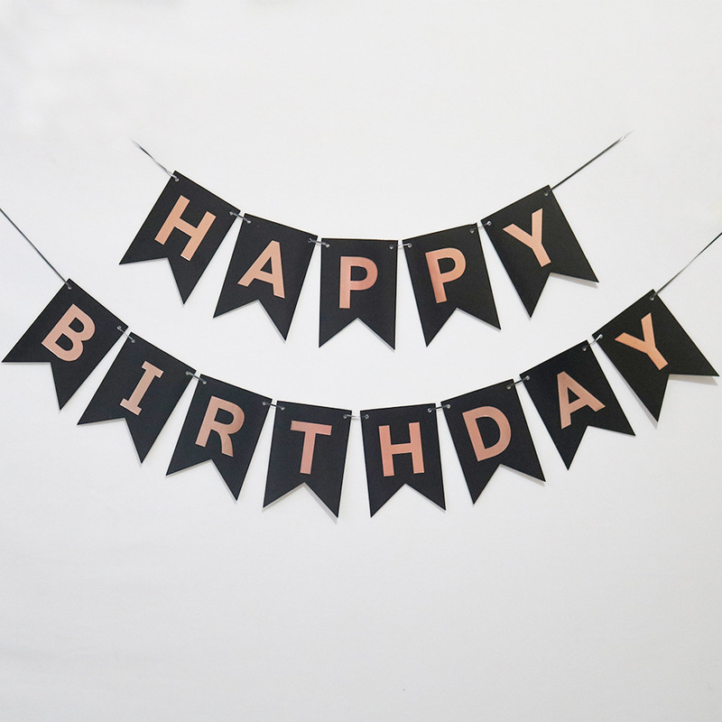 箔押し魚尾誕生日おめでとう旗happy birthdayパーティー装飾誕生日おめでとうバナー花|undefined