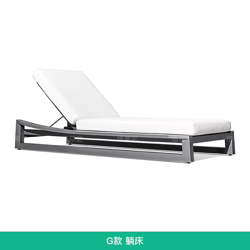 Silla de madera maciza al aire libre Villa patio impermeable muebles de protección solar Jardín al aire libre hotel playa casual cama de madera