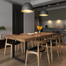 北歐實木餐桌家用客廳咖啡店現代簡約洽談桌書桌長方形餐桌椅組合