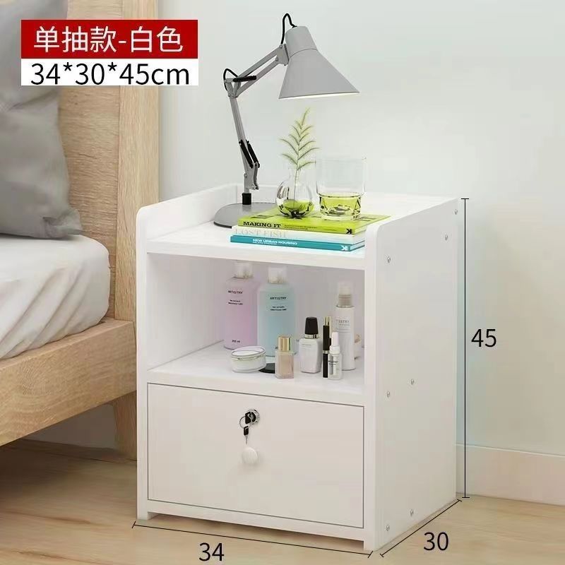 잠금 장치가 있는 따뜻한 흰색 단일 서랍 34*30*45