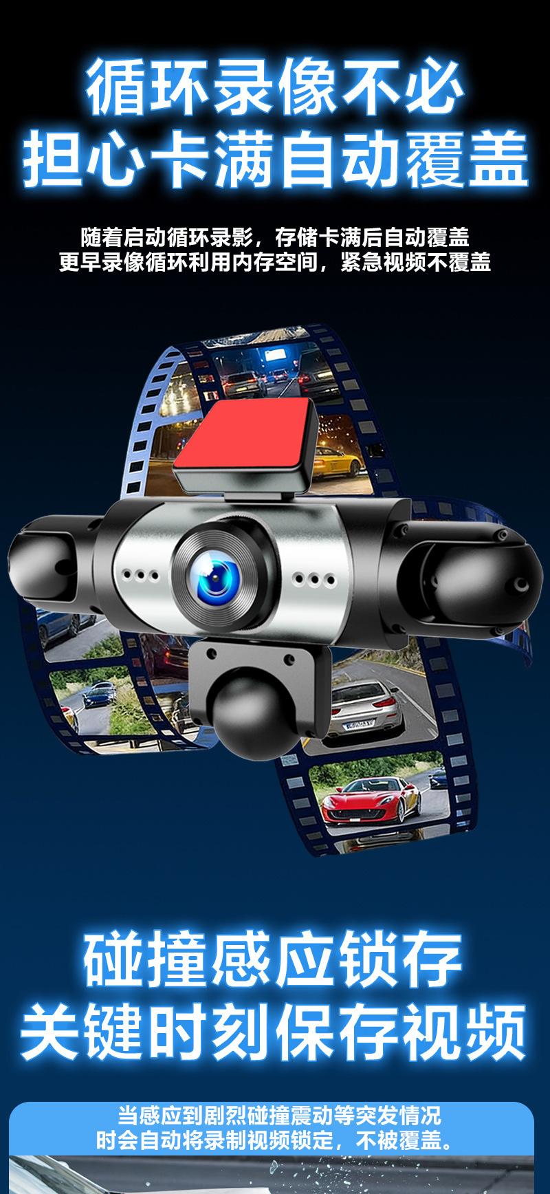 360-Degree Panoramic Dash Cam with 5 Channels, High-Definition Night Vision, Loop Recording, Parking Monitoring, and Direct Connection to Mobile App