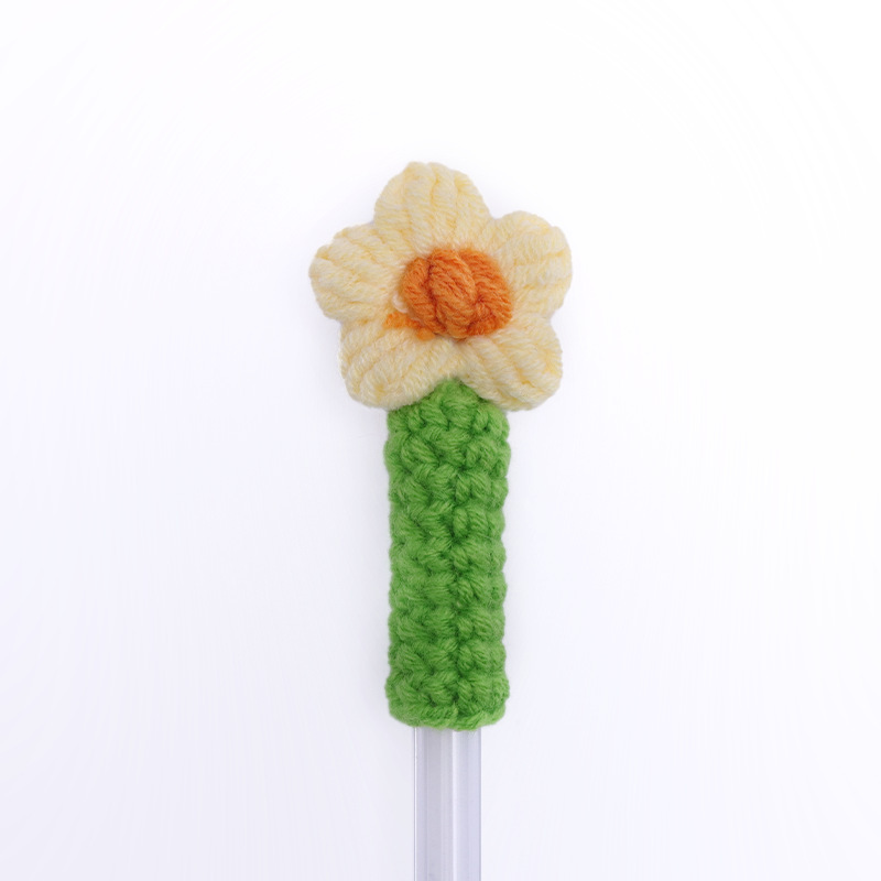 手工针织钩织网红泡芙花笔套纯手工钩织毛线学生开学礼物毛线笔套|undefined