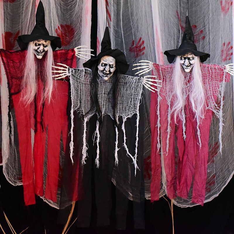 Cross-border Witch Hanging Ghost Three-piece Halloween Decoration Witch Ghost Hanging Ghost Chamber Scene Decoration Photography Props Cross-border Witch Hanging Ghost Three-piece Halloween Decoration Witch Ghost Hanging Ghost Chamber Scene Decoration Photography Props