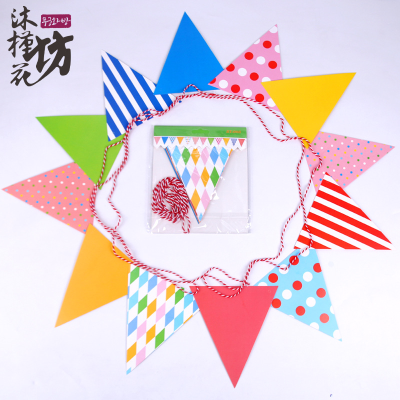 originality triangle Coloured flag birthday party banner String flag Gilding fish tail Party arrangement Dovetail Pendants