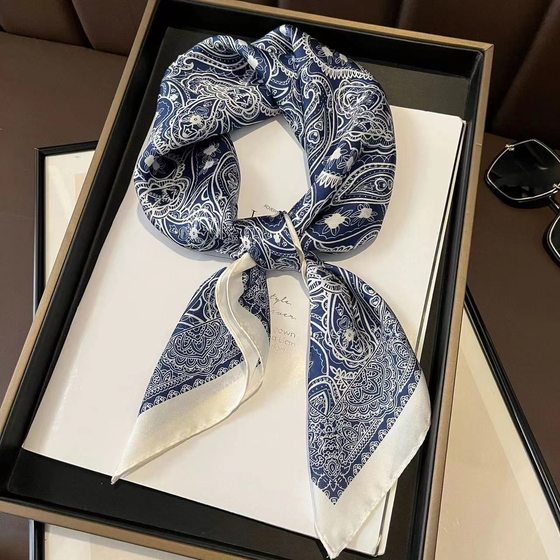 New vintage silk scarf temperament Joker scarf French 70 small square scarf ribbon imitation silk high sense scarf wholesale