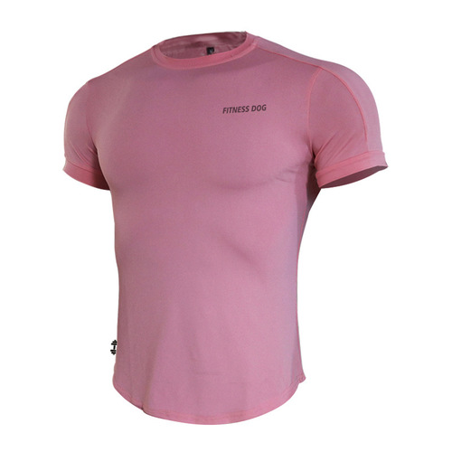 Summer sports quick-drying round neck T-shirt large size printed European and American men's short-sleeved tight running fitness training top