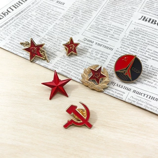 CCCP 苏联复古搪瓷胸针 镰刀五角星滴油徽章个性衣领装饰收腰配饰