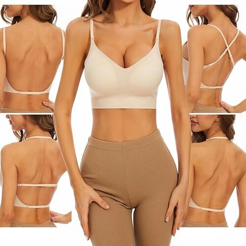 Bestselling invisible back bra for women, thin U-shaped beauty back strapless bra with multiple wearing methods, comfortable underwire bra