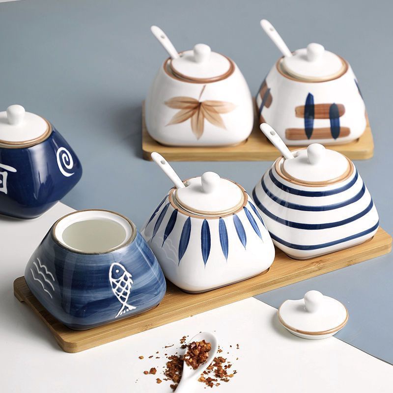 Seasoning tank ceramic seasoning tank set Furniture kitchen can…