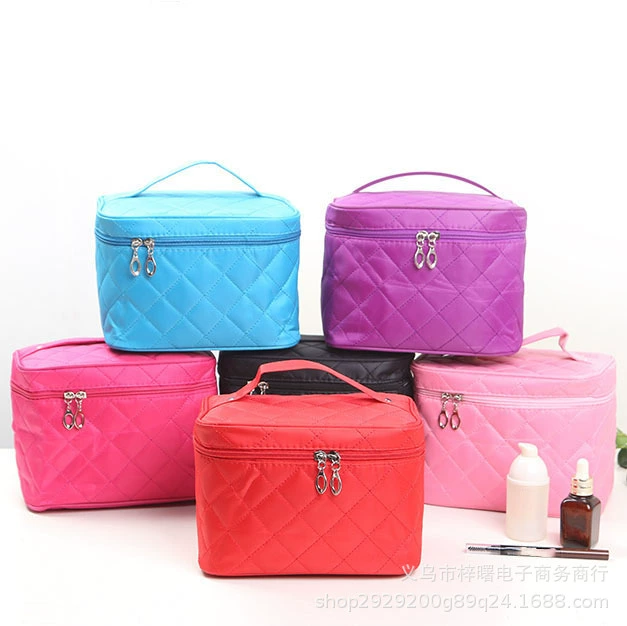 Классическая сплошная ромбовидная сумка для макияжа Большая емкость