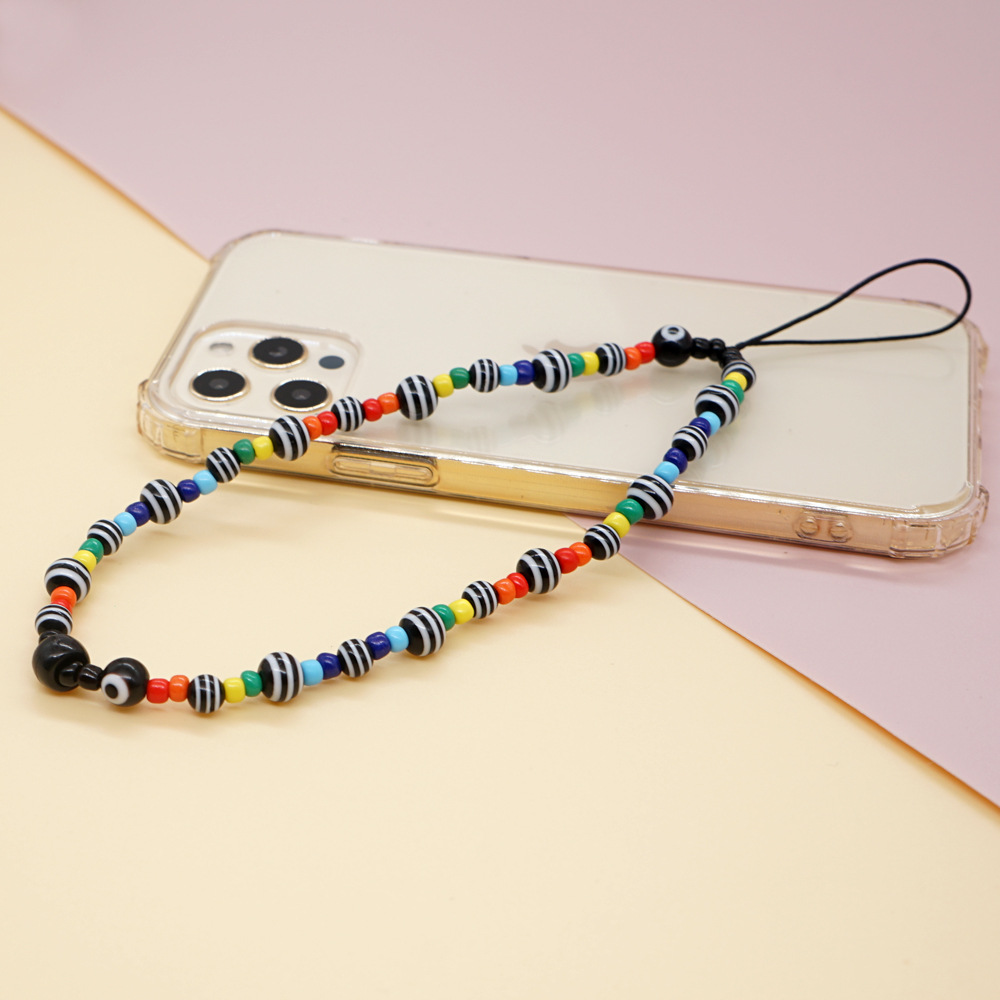 New Boho Rainbow Glass Rice Beads Thread Beads Beaded Anti-lost Mobile Phone Chain Lanyard display picture 5