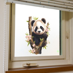 新款fun-f99卡通可愛熊貓爬樹玻璃門窗背景美化裝飾窗貼批發uv