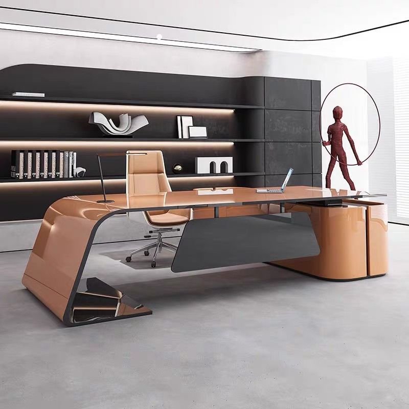 President's Light Luxury Desk, Modern and Simple Manager's Desk, Supervisor's Desk, Boss's Desk, Fashionable Desk and Chair Combination Office President's Light Luxury Desk, Modern and Simple Manager's Desk, Supervisor's Desk, Boss's Desk, Fashionable Desk and Chair Combination Office