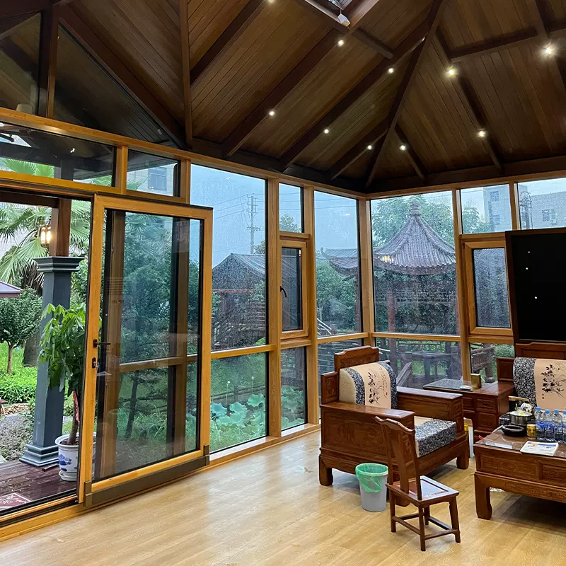 保温景观铝合金加实木阳光房户外花园别墅休闲工作室轻奢简易庭院