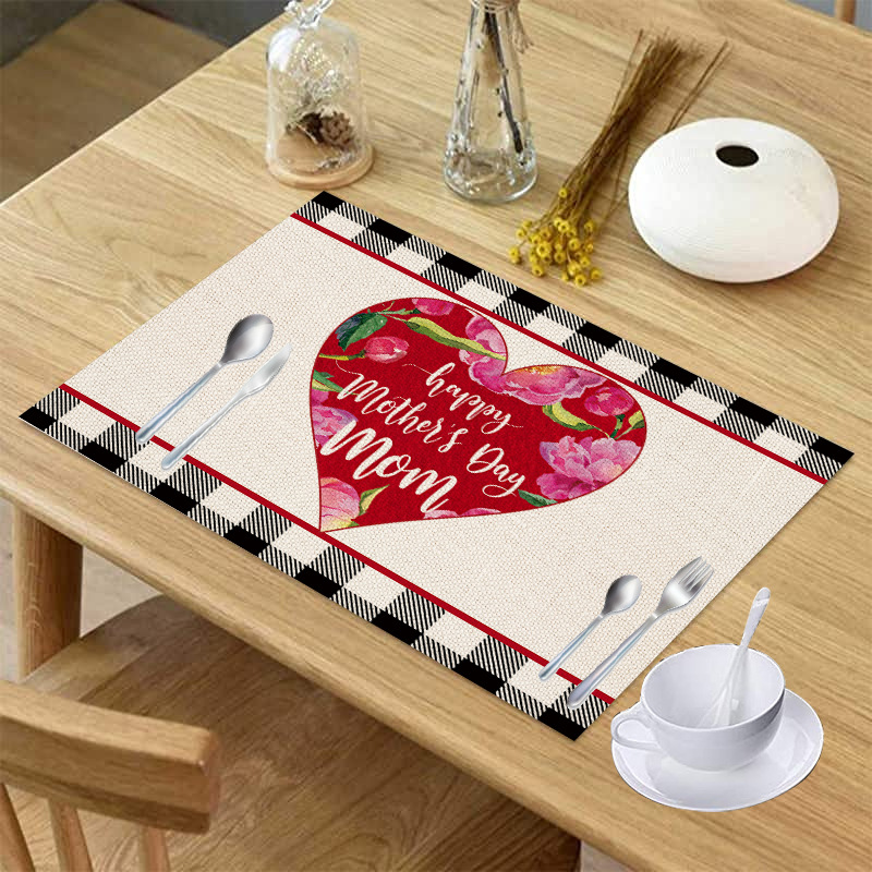 Simple Style Color Block Heart Shape Linen Placemat display picture 4