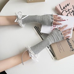 日本の新商品の綿のキクラゲのレースの蝶結びの少女は完璧な日焼け止めの個性の長い袖の学生の手袋の女性を遮ります。