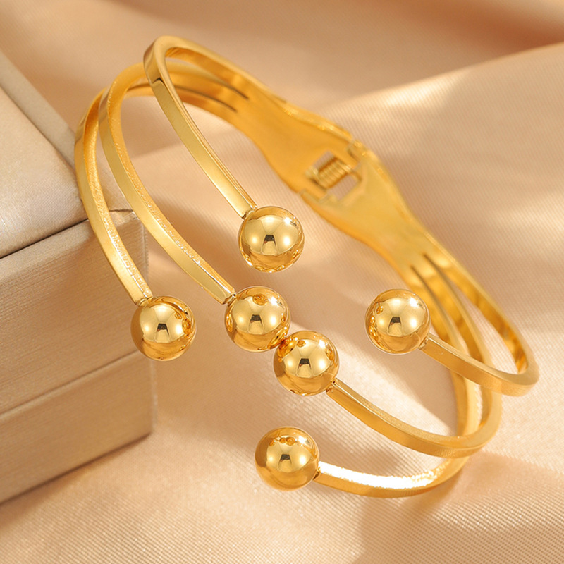 Brazalete de acero de titanio abertura esfera simétrica temperamento femenino versátil diseño de personalidad de alta calidad brazalete de acero de titanio no se desvanece