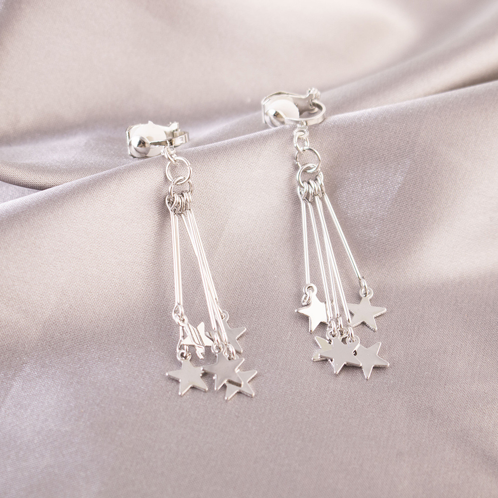 Cadena coreana borlas pinzas para las orejas de las estrellas Pendientes de temperamento de alta gama indoloro sin agujeros para las orejas Pendientes de lujo ligero de nicho de moda