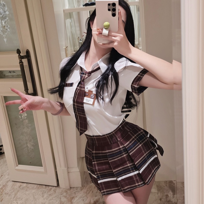 Long Night Sex Lingerie Sexy Cos Uniform Temptation JK Short Skirt Passion Female Pure Student Dress Female 2205