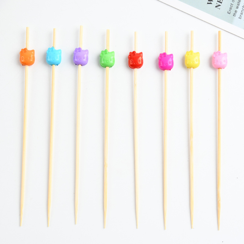 Animal encantador tenedor desechable al por mayor frutas pastillas de frutas pastillas de dientes artísticas string calabaza bambú bambú