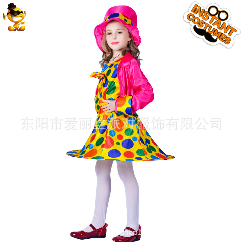 Polka Dot DE LOS NIÑOS vestido payaso traje Halloween cos chica rendimiento etapa partido traje