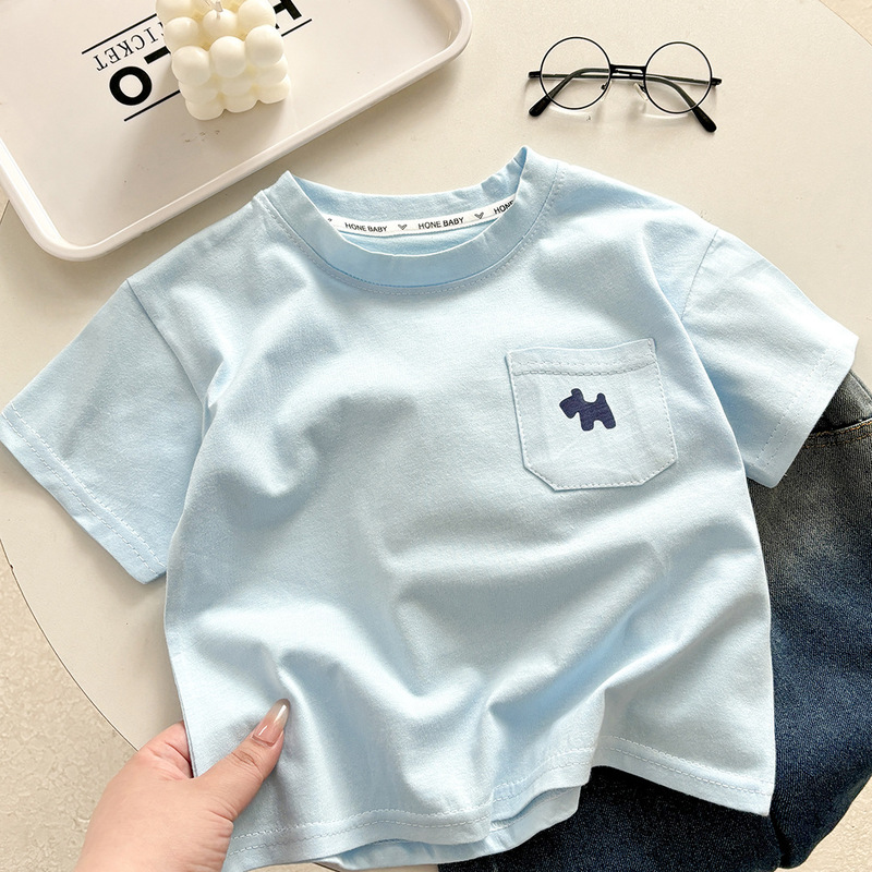 子供の純綿 Tシャツ純綿男の子夏服ベビー新しい子供服女の子ルーズカジュアルトップス半袖|undefined