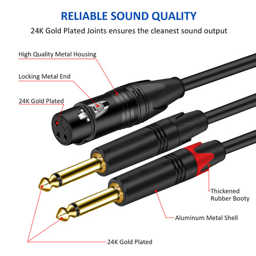 XLR female to double large two-core XLR XLR 6.35/6.5 one-to-two audio cable 0.3m XLR one-to-two