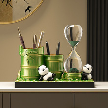 熊猫纪念品文创笔筒办公室桌面摆件沙漏创意中国风特色礼物送老外