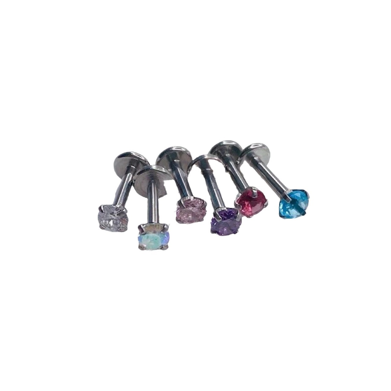 Stainless Steel Zircon Nose Stud With Colorful Diamond Round Ring_voghion.com