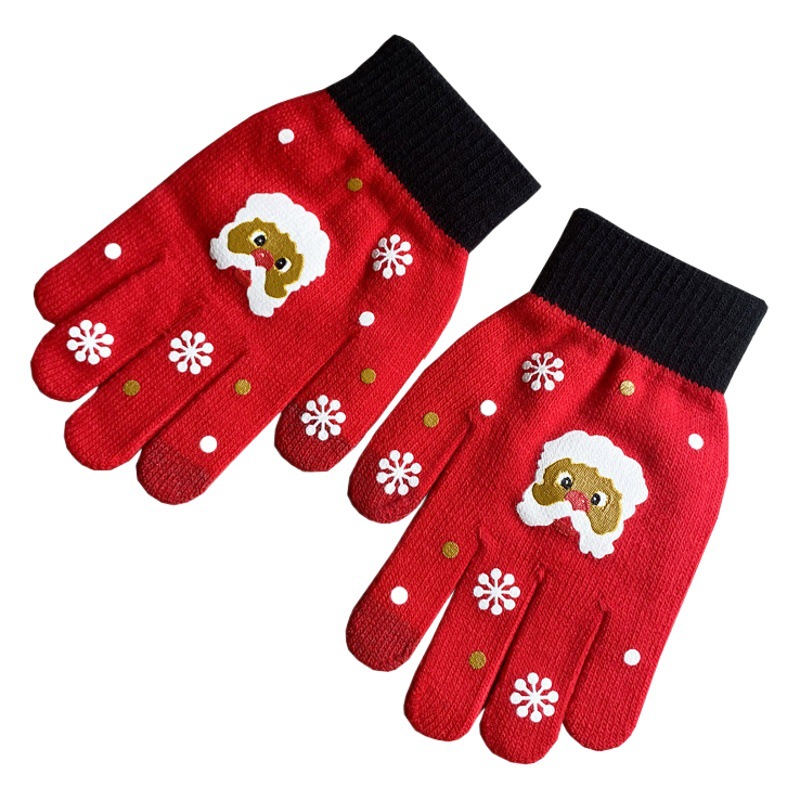 Amazon guantes de Navidad transfronterizos mujeres invierno dedos pantalla táctil niños guantes de dibujos animados niños tejidos al por mayor