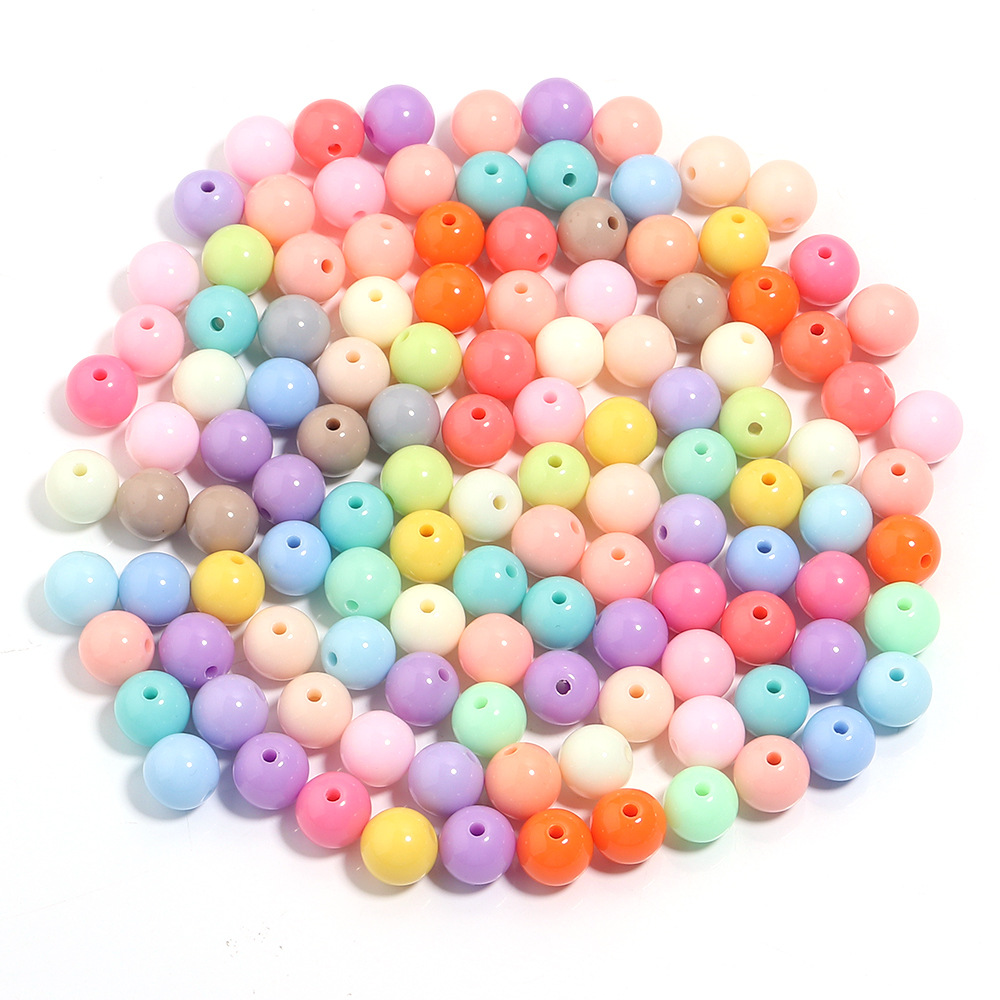 Cuentas redondas acrílicas de color sólido para Navidad, cuentas redondas de color sólido para joyería hecha a mano, accesorios de bricolaje, cuentas redondas de color sólido, cuentas sueltas.