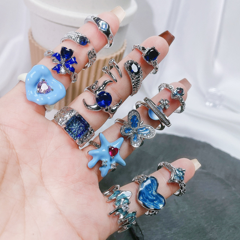 10g Weight Rhinestones Inlay Material Open Rings Classification Adjustable Ring Size 1 Piece Quantity Daily Occasion Copper Material Geometric Pattern Women's Gender Enamel, Plating, Inlay Design IG Style Style Wholesale IG Style Geometric Copper Enamel Plating Inlay Rhinestones Open Rings 1