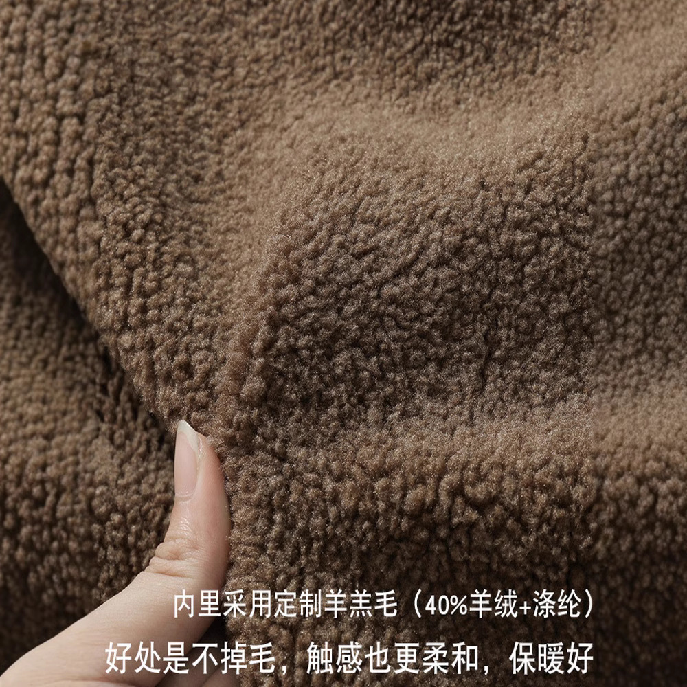 Ropa de trabajo retro de invierno ropa de algodón acolchado al aire libre N1 ropa de cubierta de moda forrada de lana engrosada ropa acolchada de algodón de los hombres abrigo de lana de cordero con capucha