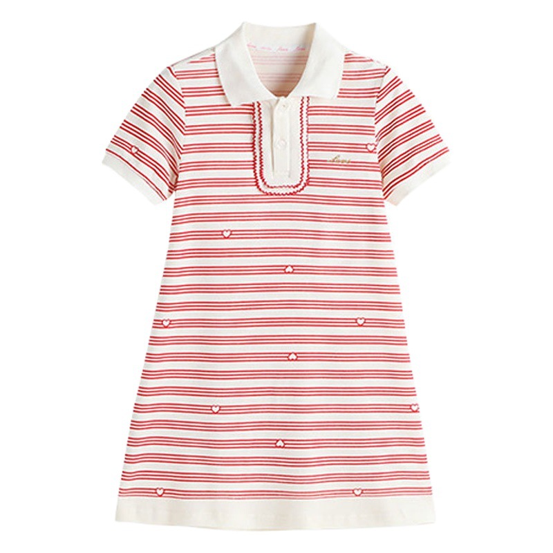 Ropa infantil LAVI, novedad de verano, vestido a rayas para niñas, vestido tipo Polo, vestido informal de línea A para niños medianos y grandes, vestido largo